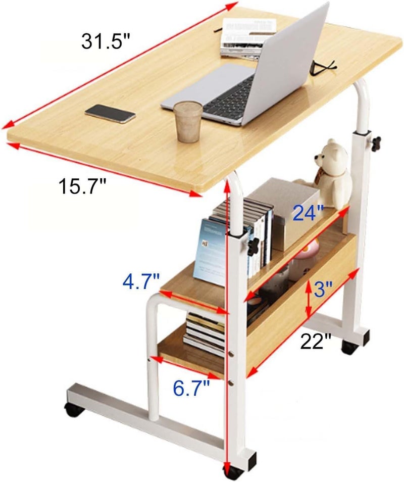 Matiko Standing Desk Adjustable Height, Mobile Stand Up with Wheels Small Computer Desk Rolling, Portable Laptop White Standing Table Home Office (60X80) - Image 2