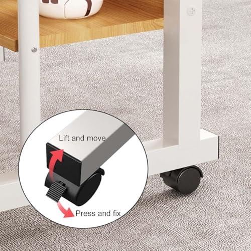 Matiko Standing Desk Adjustable Height, Mobile Stand Up with Wheels Small Computer Desk Rolling, Portable Laptop White Standing Table Home Office (60X80) - Image 4