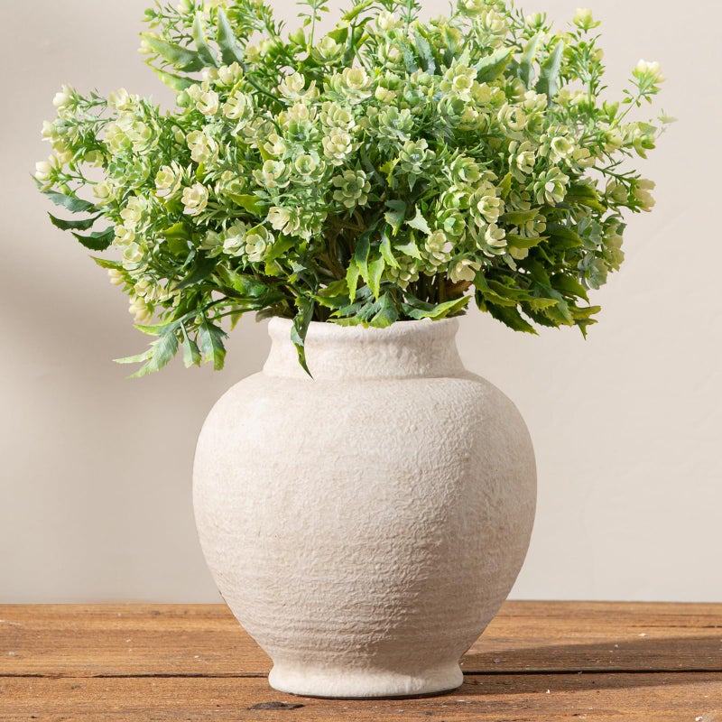 ooit Ceramic Rustic Farmhouse Vase, 6 Inch White Small Flower Vase Decorative Vase Short Pottery Vases for Home Decor Table Living Room Entryway Mantel Bookshelf Bedroom Bathroom Kitchen - White - Image 1