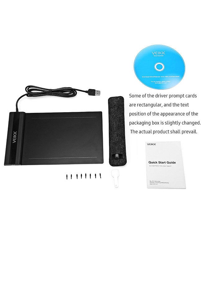 Veikk - S640 Graphics Digital Tablet with Battery-free Pen 8192 Levels Pressure Sensitivity Electronic Drawing Tablet Compatible With Android Windows Mac - Image 1