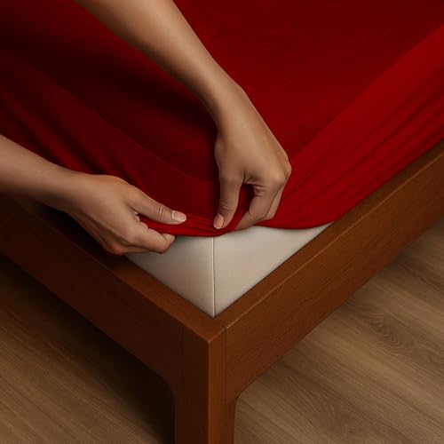 SITTELLA®78 x 60 Inches (6.5 × 5 feet) 100% Waterproof Premium Cotton Mattress Protector | Hypoallergenic, Breathable & Ultra-Soft Fitted Bed Protector Queen Size- Maroon - Image 1