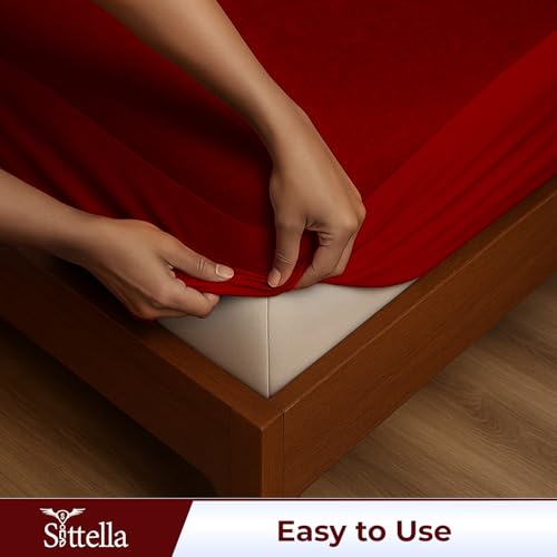 SITTELLA®78 x 60 Inches (6.5 × 5 feet) 100% Waterproof Premium Cotton Mattress Protector | Hypoallergenic, Breathable & Ultra-Soft Fitted Bed Protector Queen Size- Maroon - Image 5