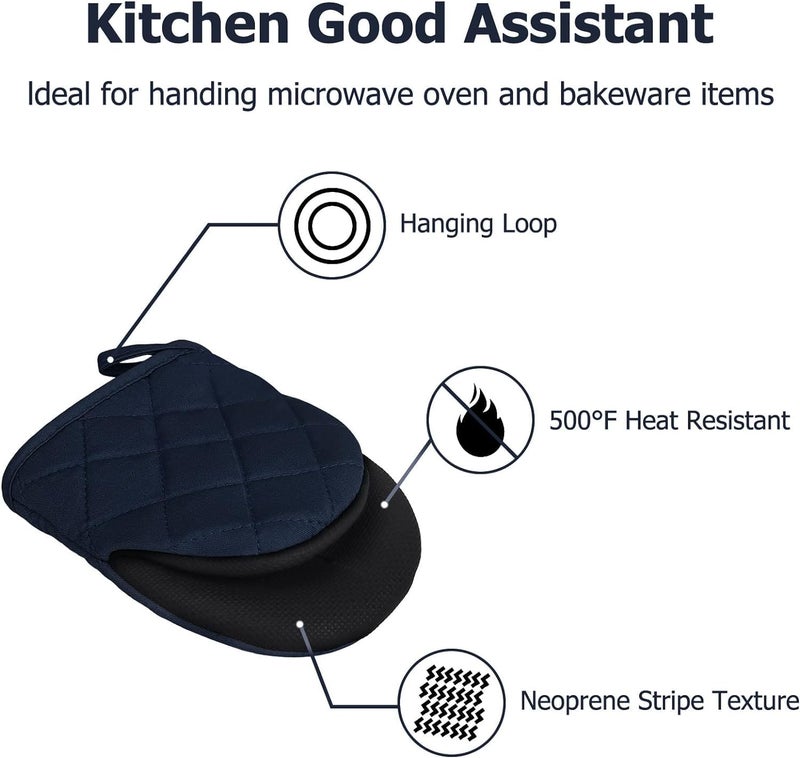 Goldmeet Short Oven Mitts  Heat Resistant Silicone Kitchen Mini Oven Mitts for 500 Degrees  Non-Slip Grip Surfaces and Hanging Loop Gloves  Baking Grilling Barbecue Microwave Machine Washable  1 Piece - Image 3