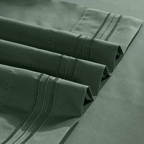 Aormenzy Microfiber Pillow Cases - King Size Set of 2-1800 Thread Count Ultra Soft Green Pillowcases - Wrinkle Resistant Pillow Covers with Envelope Closure - 20" x 40" - Image 5