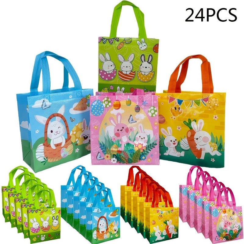 24pcs Easter Gift Tote Bags Cute Rabbit Carrot Element Party Supplies - Image 1