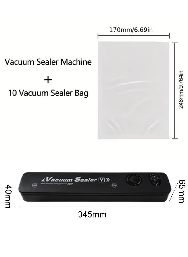 Vacuum Sealer Machine Food Vacuum Sealer Machine Home Vacuum Food Sealer Compact Food Extraction Vacuum Machine Push-Button Type Food Vacuum Machine Wet And Dry Universal With 10 Vacuum Seal Bags  - Image 2