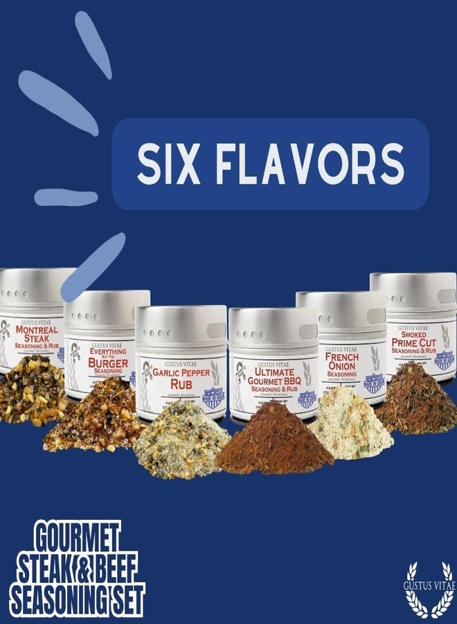 GUSTUS VITAE Gourmet Steak & Beef Seasoning Gift Set - Six Pack | Authentic Small Batch Seasoning Mixes - Built For The BBQ | 6 Gourmet All Natural Spice Blends - | Hand Packed, Non GMO | Sustainably Sourced, Made in USA | GLP-1 Friendly | Artisanal Spice Blends, Marinades, and Rubs | Gustus Vitae | All Occasion Gift - Image 5