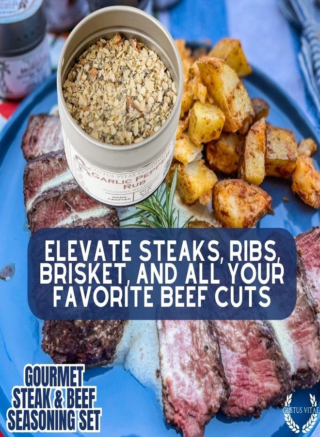GUSTUS VITAE Gourmet Steak & Beef Seasoning Gift Set - Six Pack | Authentic Small Batch Seasoning Mixes - Built For The BBQ | 6 Gourmet All Natural Spice Blends - | Hand Packed, Non GMO | Sustainably Sourced, Made in USA | GLP-1 Friendly | Artisanal Spice Blends, Marinades, and Rubs | Gustus Vitae | All Occasion Gift - Image 3