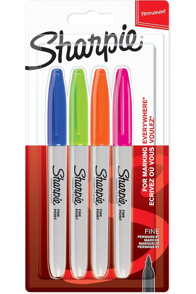 Sharpie Permanent Markers | Fine Point | Fun Colours | 4 Count - Image 1