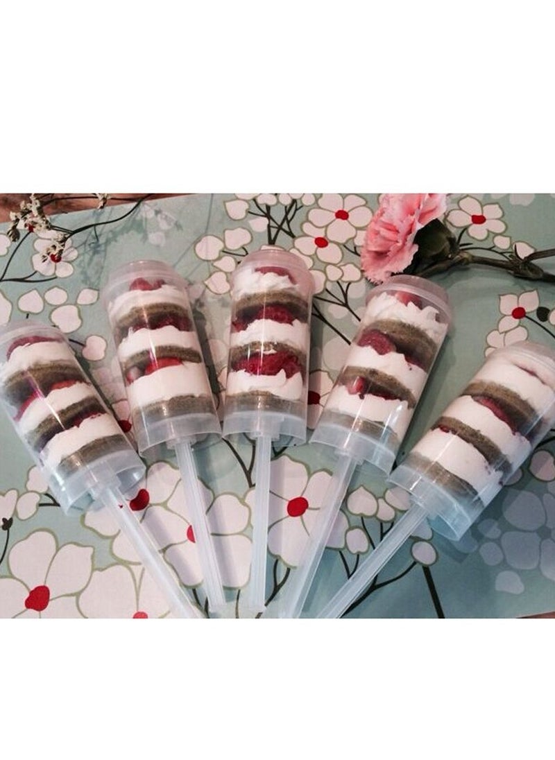 SYOSI - 40pcs Push Up Cake Shooter Round Shaped Push Pops Plastic Cake Containers Pusher Clear Cake Mold with Lids for Bakery Kitchen Home - Image 1