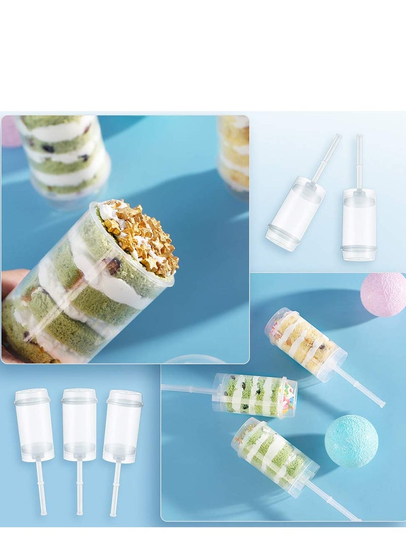 SYOSI - 40pcs Push Up Cake Shooter Round Shaped Push Pops Plastic Cake Containers Pusher Clear Cake Mold with Lids for Bakery Kitchen Home - Image 1