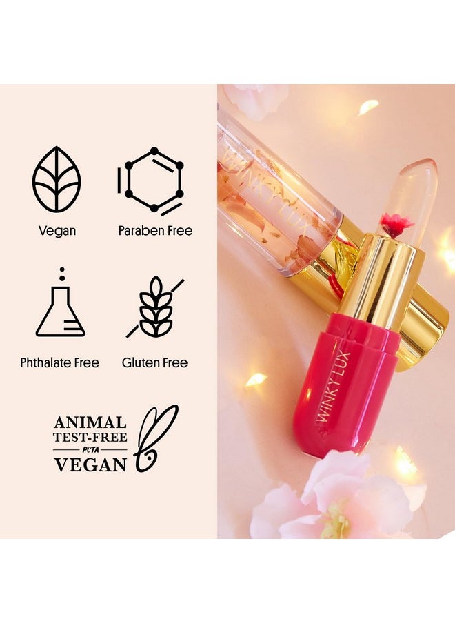 Winky Lux - Winky Lux Winter Blossom Pink Lip Kit, Includes Pink Flower Ph Lip Balm & Flower Petail Clear Lip Oil, Ph Color Changing Lipstick Kit - Image 1