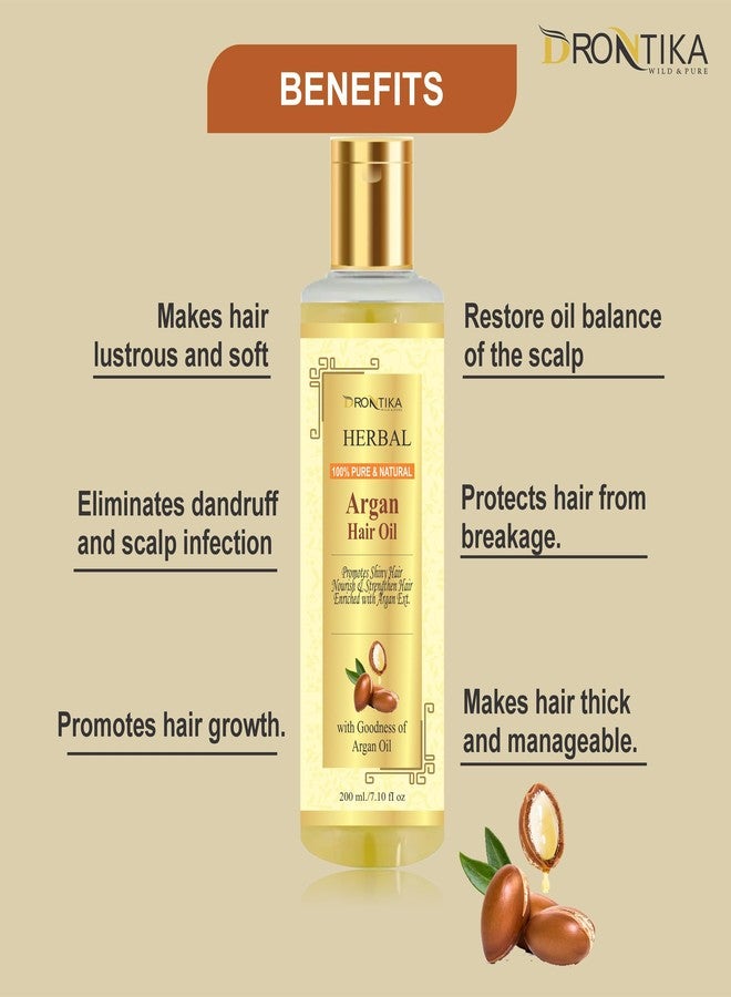 Drontika Natural Herbal 100% Pure & Organic Argan Hair Oil - Cold Pressed - No Mineral Oil & Silicones - For Shiny Nourished Hair (Pack Of-2) Hair Oil (420 ml) - Image 2