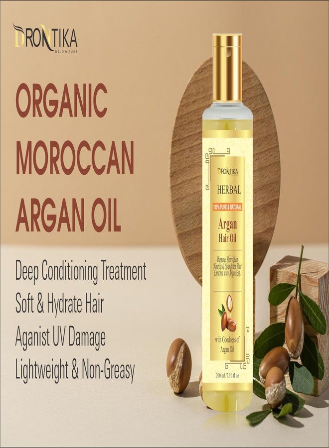Drontika Natural Herbal 100% Pure & Organic Argan Hair Oil - Cold Pressed - No Mineral Oil & Silicones - For Shiny Nourished Hair (Pack Of-2) Hair Oil (420 ml) - Image 4