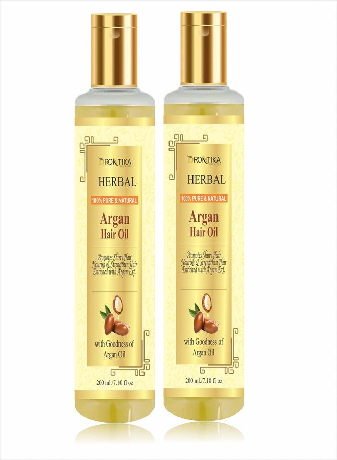 Drontika Natural Herbal 100% Pure & Organic Argan Hair Oil - Cold Pressed - No Mineral Oil & Silicones - For Shiny Nourished Hair (Pack Of-2) Hair Oil (420 ml) - Image 1