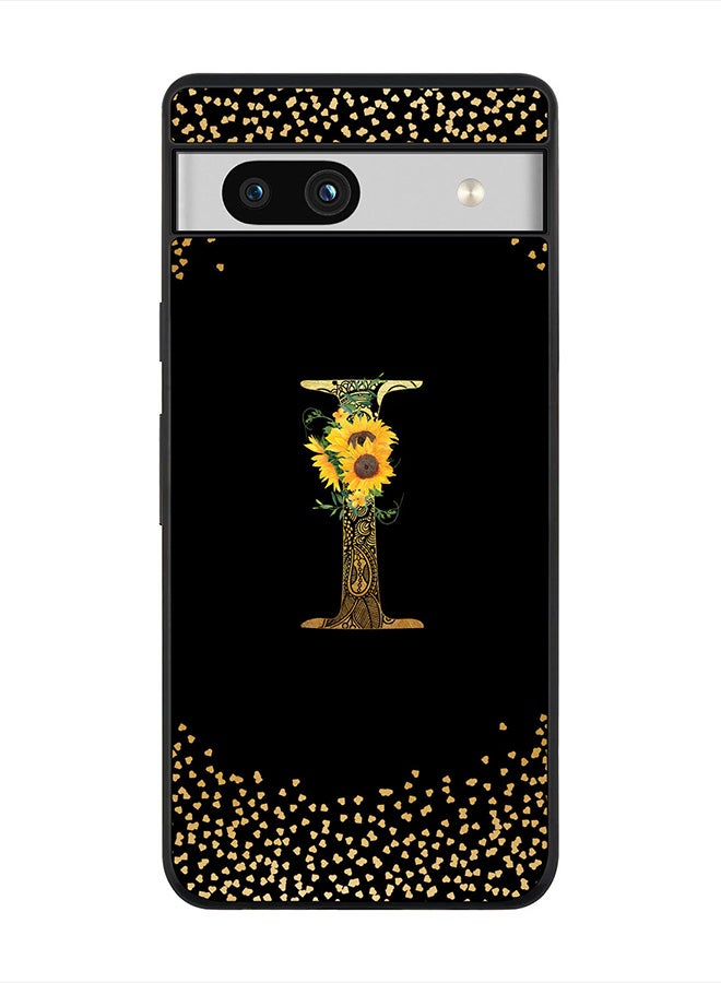 Stylizedd Cover for Google Pixel 7a 5G Case , Rugged Black Slim fit Phone Cases   - Custom Monogram Initial Letter Mandala Floral Pattern Alphabet-I (Black) - Image 1