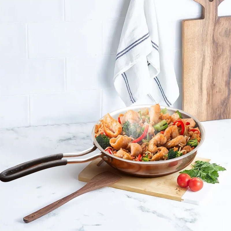 Wekitch مقلاة ويكيتش ثلاثية الفولاذ المقاوم للصدأ مع غطاء متوافقة مع موقد الغاز induction سعة 21 لتر تشطيب مرآة سهلة التنظيف جاهزة للموقد induction والغاز - Image 3