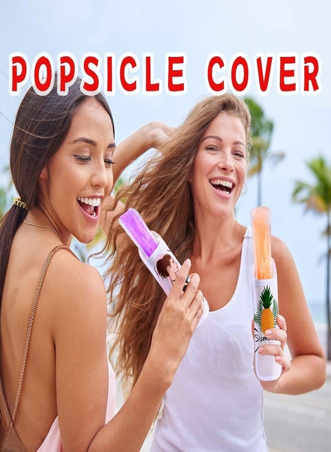 جانيون مجموعة JANYUN من 8 أكياس مصاصات مثلجة بيضاء، حامل مصاصات للأطفال، حامل مصاصات فارغ قابل للطباعة، أكياس أغطية مصاصات مثلجة، هدايا صيفية للفصول الدراسية، لوازم حفلات الطلاب - Image 5