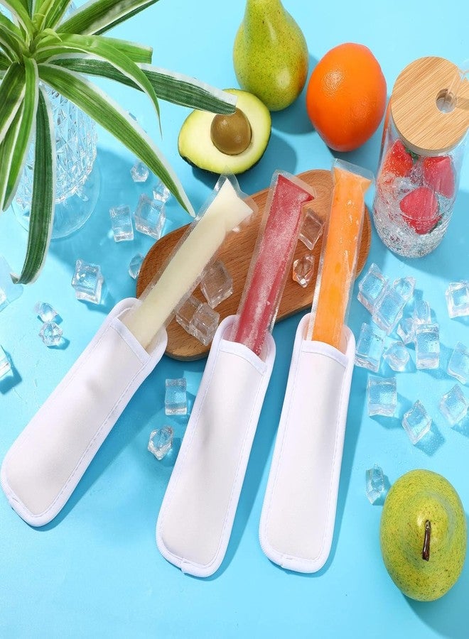 جانيون مجموعة JANYUN من 8 أكياس مصاصات مثلجة بيضاء، حامل مصاصات للأطفال، حامل مصاصات فارغ قابل للطباعة، أكياس أغطية مصاصات مثلجة، هدايا صيفية للفصول الدراسية، لوازم حفلات الطلاب - Image 3