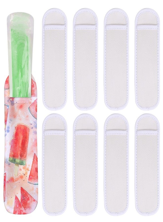 جانيون مجموعة JANYUN من 8 أكياس مصاصات مثلجة بيضاء، حامل مصاصات للأطفال، حامل مصاصات فارغ قابل للطباعة، أكياس أغطية مصاصات مثلجة، هدايا صيفية للفصول الدراسية، لوازم حفلات الطلاب - Image 1