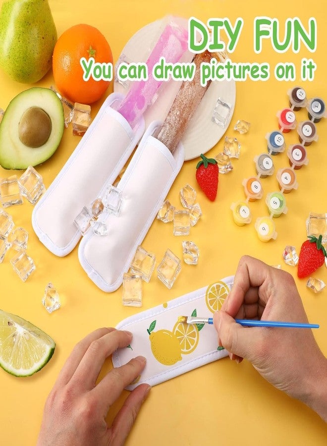 جانيون مجموعة JANYUN من 8 أكياس مصاصات مثلجة بيضاء، حامل مصاصات للأطفال، حامل مصاصات فارغ قابل للطباعة، أكياس أغطية مصاصات مثلجة، هدايا صيفية للفصول الدراسية، لوازم حفلات الطلاب - Image 4