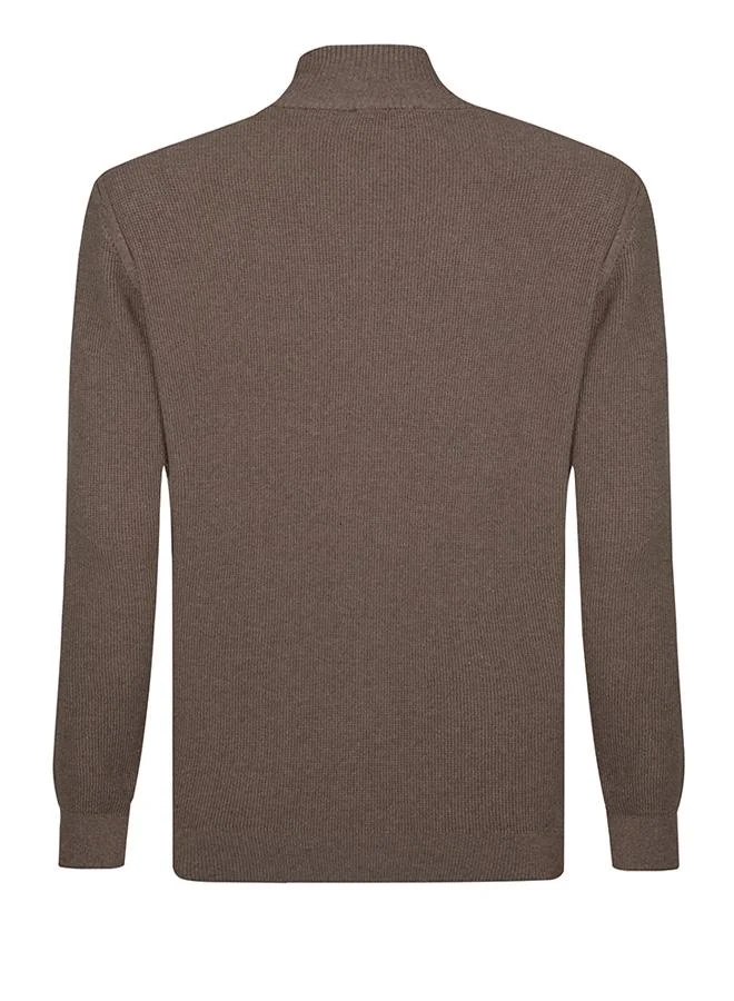 FELIX HARDY Brown Half Zipper Pullover for Men | Best Price UAE