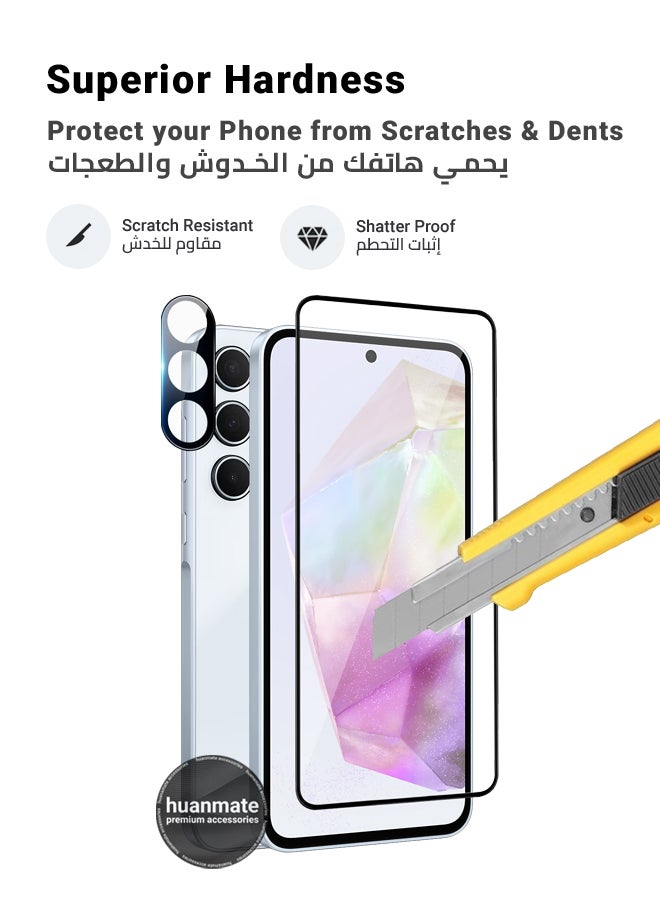 huanmate - 2 in 1 Samsung Galaxy A35 Screen & Camera Protector - High Transparency Full Coverage Shield for Scratch & Impact Protection - Screen & Camera Protector for Samsung Galaxy A35 - Image 1