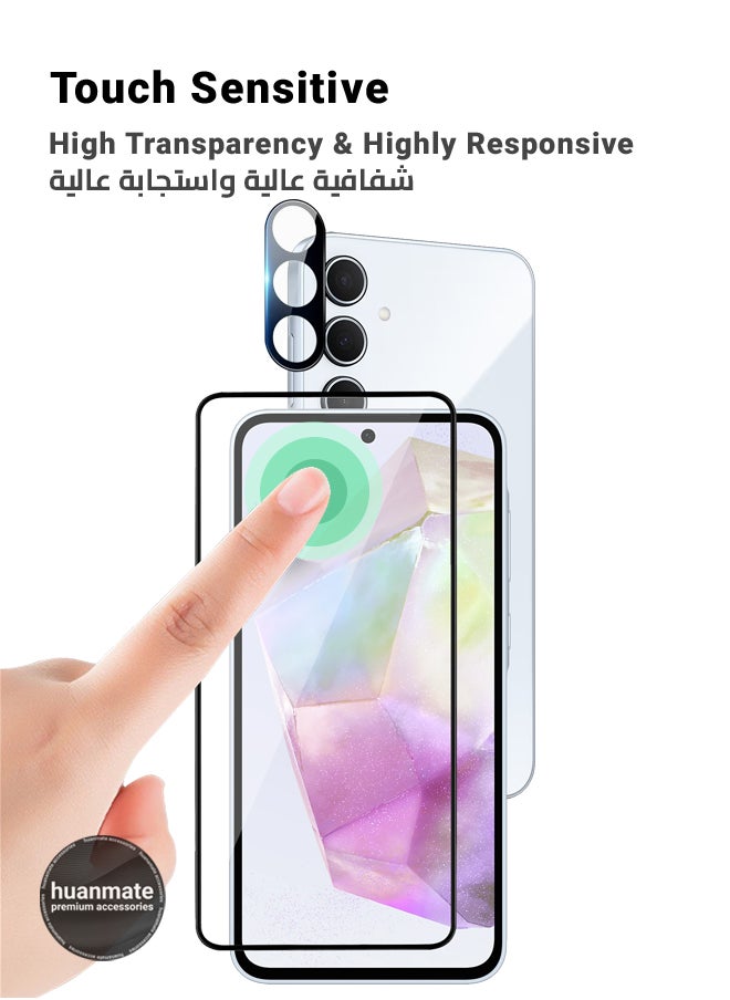 huanmate - 2 in 1 Samsung Galaxy A35 Screen & Camera Protector - High Transparency Full Coverage Shield for Scratch & Impact Protection - Screen & Camera Protector for Samsung Galaxy A35 - Image 1