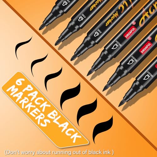 Droaful Acrylic Paint Pens Markers, 6 Pc Dual Tips Waterproof Paint Markers For Rock Painting, Fabric, Metal, Glass, Wood, Canvas, Ceramic, Pumpkins, Eggs, Plastic, Non-Toxic & Odor - Image 4