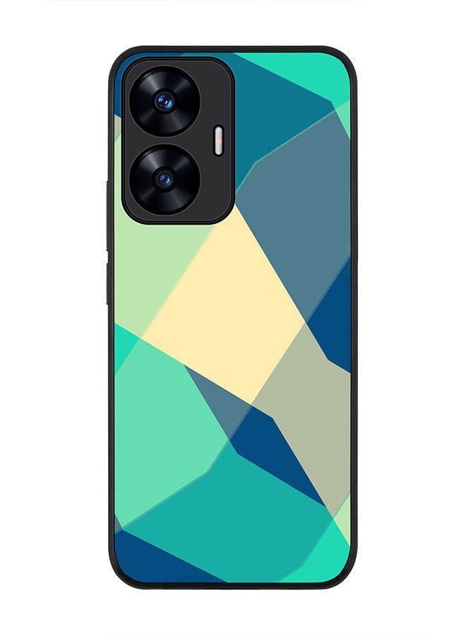 Stylizedd Rugged Black edge case for Realme C55 4G Slim fit Soft Case Flexible Rubber Edges Anti Drop TPU Gel Thin Cover -  Checkered Aqua - Image 1