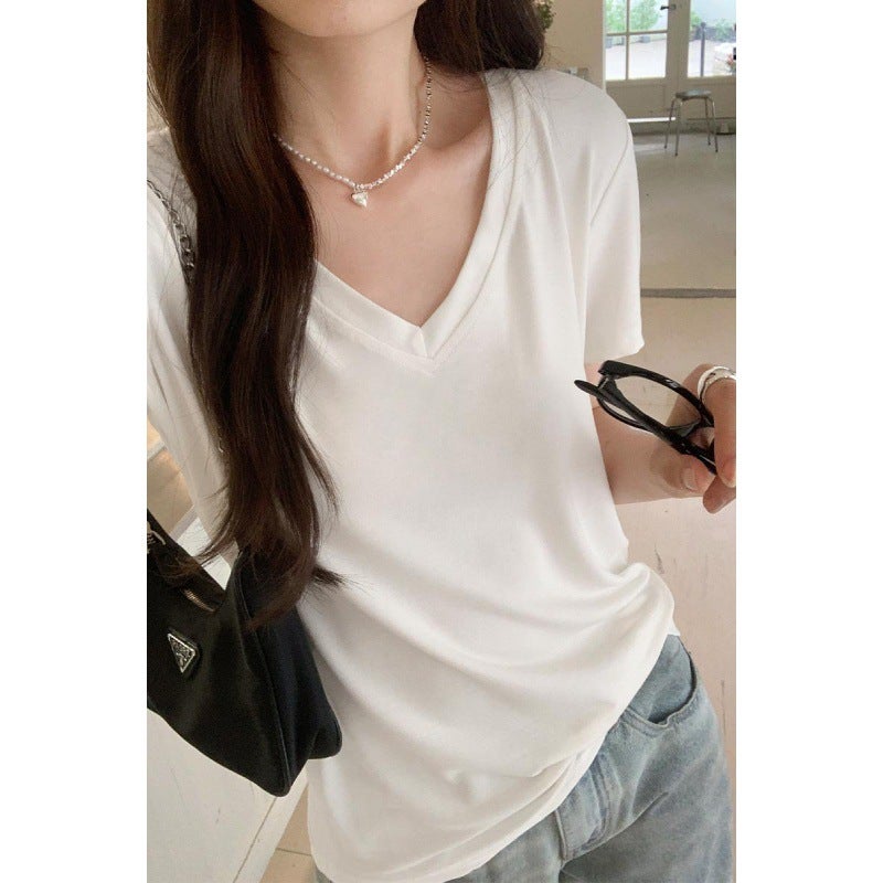 European Goods Design Sense Shoulder Short Sleeve T-Shirt Women'S Summer Explosions Loose Foreign Style Sweet And Spicy Small - Image 4