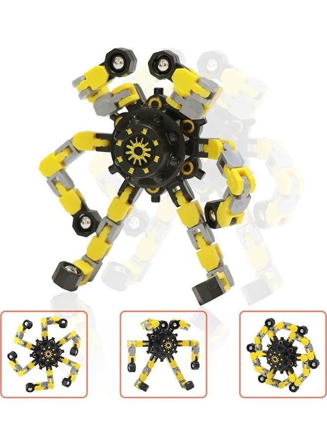 Robot Chain Transformable Fingertip Spinning Toy 7x7x1.4cm -Assorted Colors - Image 1
