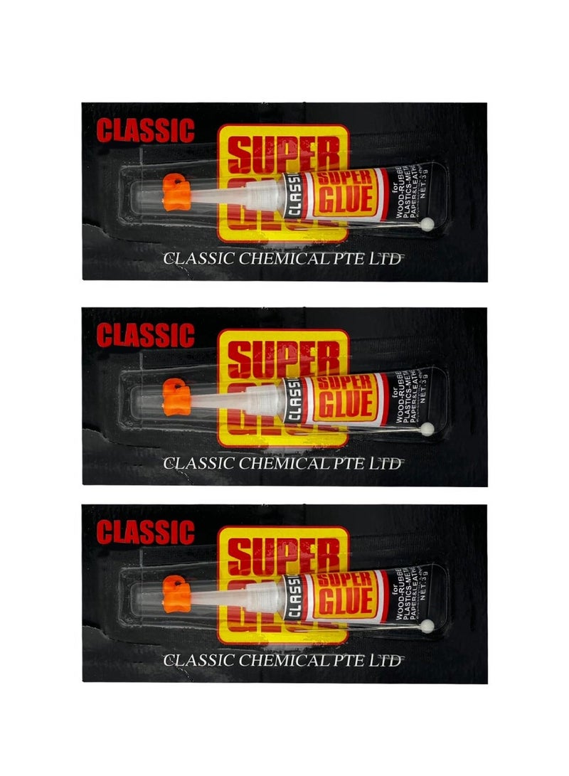 Classic Super Strong Instant Adhesive ,(Packs of 3), All-Purpose Fast-Drying, Super Strong Liquid Glue with Precision Applicator,   (3g per tube), Clear - Image 2