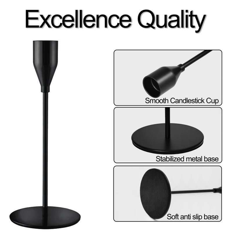 ECHFSM Black Taper Candle Holders for Wedding Table Centerpiece,Tall Taper Candlestick Holders Bulk Set of 15,Metal Candle Stick Holder Decor for Table or Mantel Centerpiece, Dinning, Party Home Decor - Image 3
