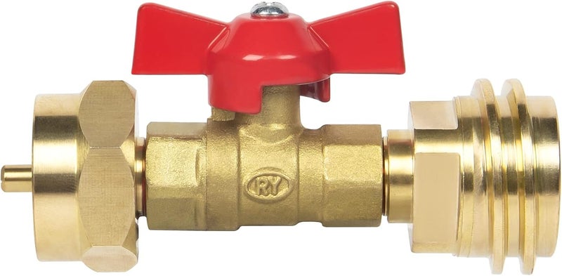 GASPRO Upgraded 1 lb Propane Tank Adapter with Valve, 20 lb to 1lb Converter, Hook Up Small Propane Tanks When 20lb Ran Out, Solid Brass - Image 1