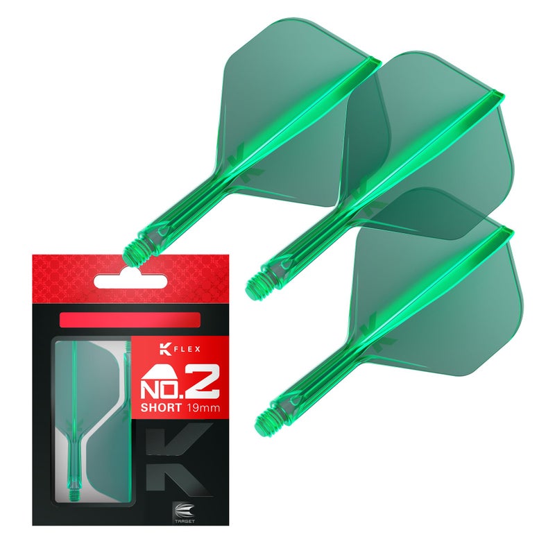 Target Darts K Flex Integrated Dart Flights and Shafts, No.2 Clear (Short) | Pack of 3 K-Flex â€“ No2, Kflex All in One Moulded Dart Flight & Stem | Professional Dart Accessories - Image 1