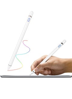 Stylus Pen for Touch Screens, Compatible with ios Android iPad iPhone, Active Capacitive Digital Pen for Apple，White
