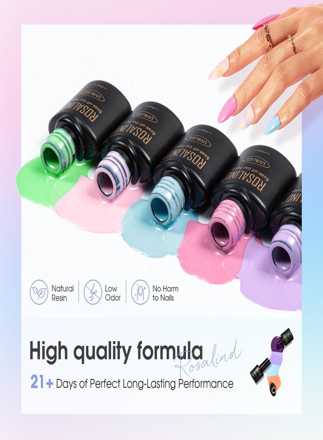 ROSALIND 80 PCS Gel Polish Set with 5PCS Top Coat and Base Coat，75 Multi-Colred u v Gel Nail Polish Kit Soak Off Nail Set for Women - Image 4