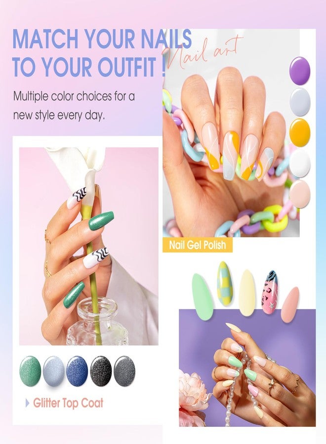 ROSALIND 80 PCS Gel Polish Set with 5PCS Top Coat and Base Coat，75 Multi-Colred u v Gel Nail Polish Kit Soak Off Nail Set for Women - Image 5