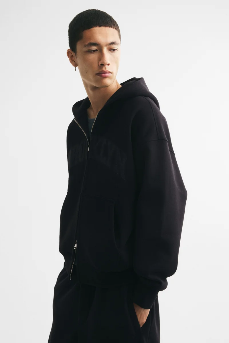 H&M  Relaxed Fit Printed zip-through hoodie for Men | Best Price UAE