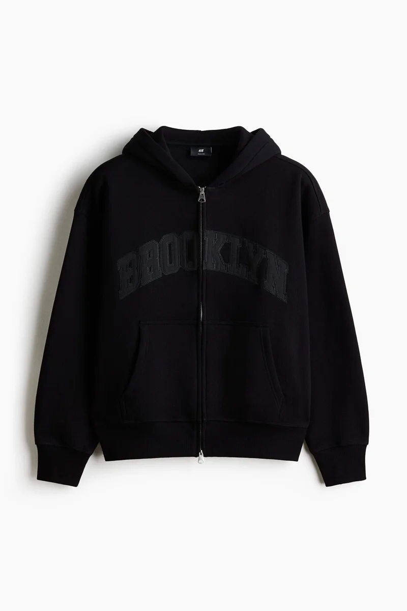Relaxed Fit Printed zip-through hoodie