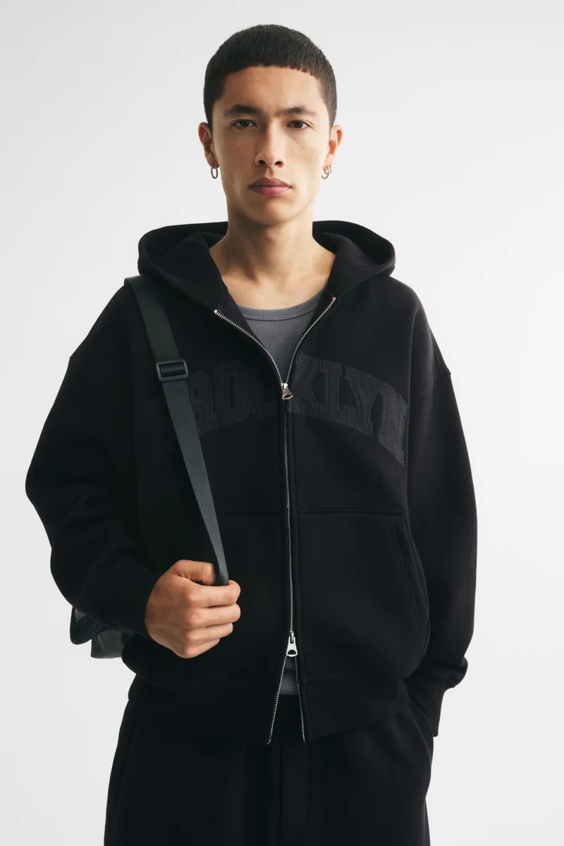 H&M  Relaxed Fit Printed zip-through hoodie for Men | Best Price UAE