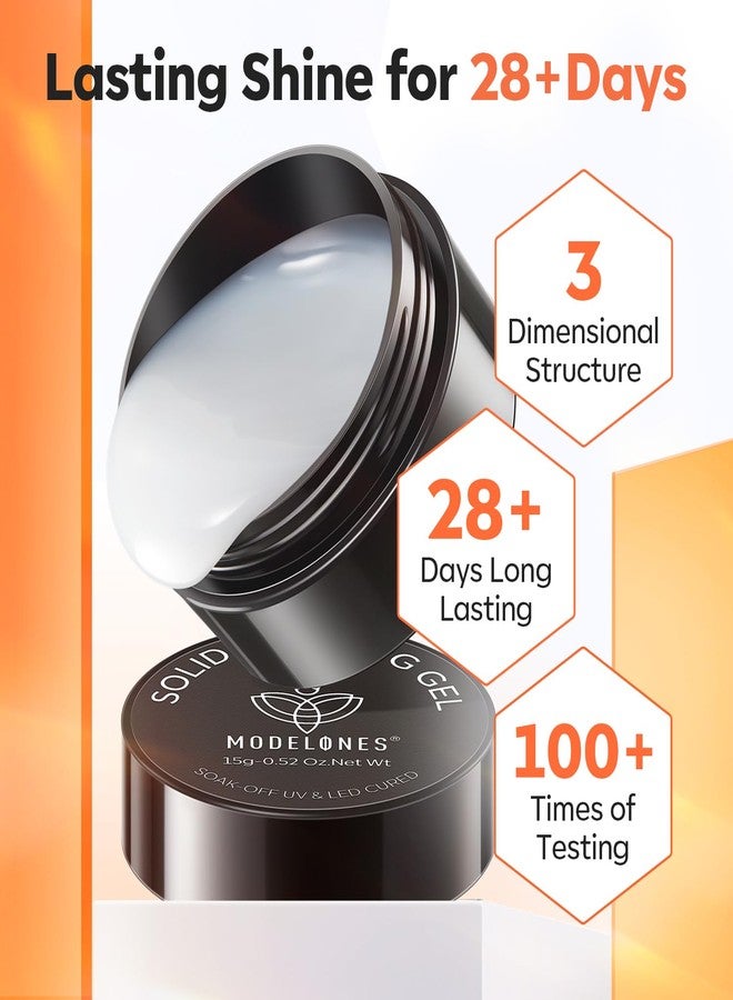 modelones 3D Sculpting Gel, Milky White Solid Nail Builder Hard Gel for Nail Art Molding & Extensions for Chrome Powder, Nails Glitter Polish Home DIY Manicure, U V Lamp Needed - Image 4