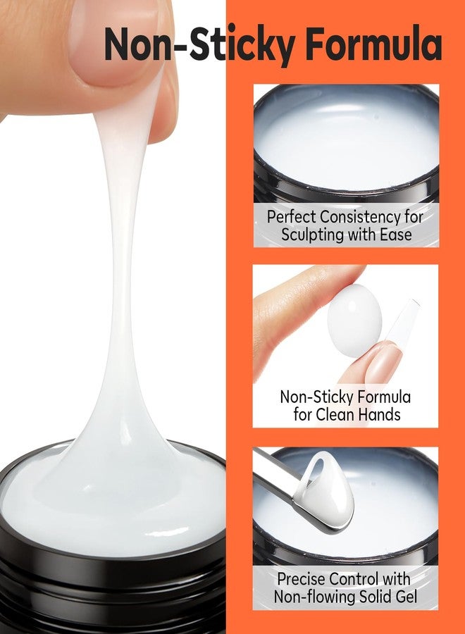 modelones 3D Sculpting Gel, Milky White Solid Nail Builder Hard Gel for Nail Art Molding & Extensions for Chrome Powder, Nails Glitter Polish Home DIY Manicure, U V Lamp Needed - Image 5