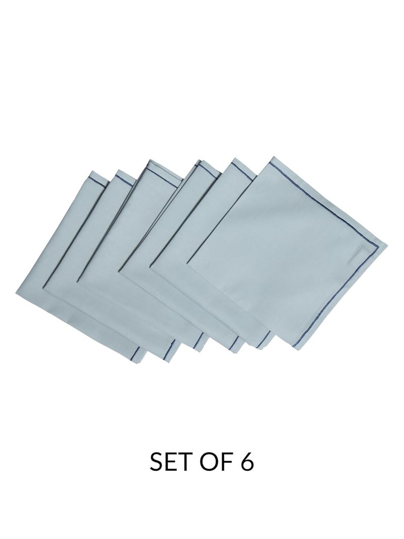 Zeba World Dinner Table Napkins 100% Cotton Set of 6 pcs | Embroidered | Washable and Reusable Napkins for Dinner Table - Blue Grey - 16x16 inches (40x40cms) (Pack of 6) - Image 4