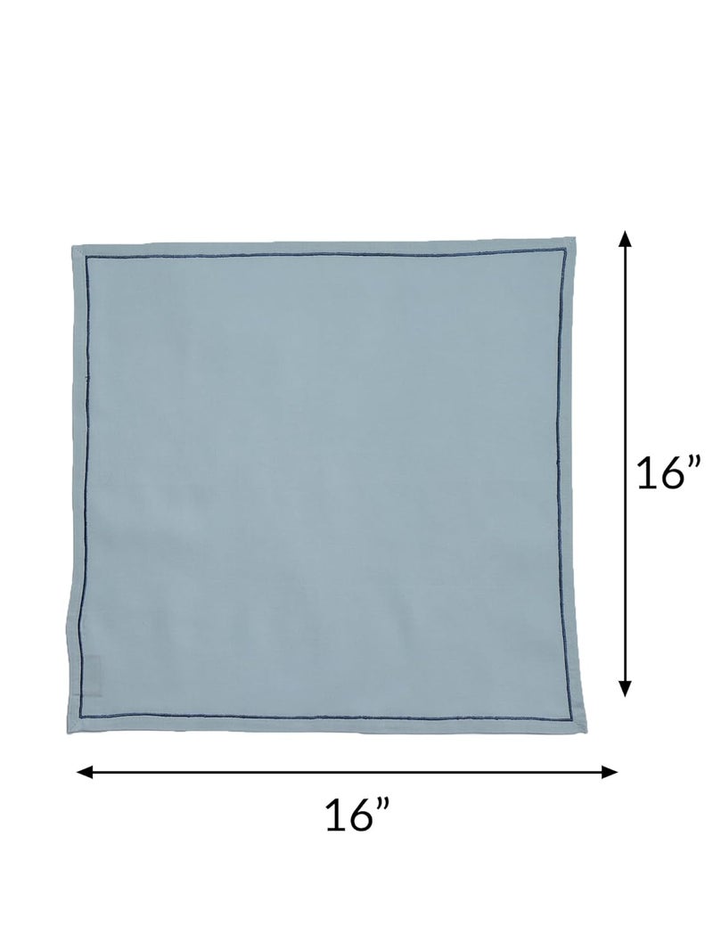 Zeba World Dinner Table Napkins 100% Cotton Set of 6 pcs | Embroidered | Washable and Reusable Napkins for Dinner Table - Blue Grey - 16x16 inches (40x40cms) (Pack of 6) - Image 3