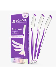 BOMBAE BOMBAE Reusable Face Razor For Women Facial Hair  3  Instant Glow  Painless Hair Removal  For Eyebrows Upper Lip Chin Forehead Unibrow Sideburns 1 count Pack of 3 Multicolour 