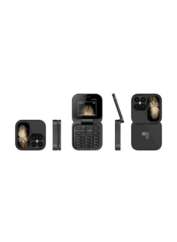 هاتف محمول صغير جديد 2024 قابل للطي مزود ببطاقتي SIM وشاشة صغيرة، هاتف محمول قابل للطي مفتوح، أسود  - Image 2