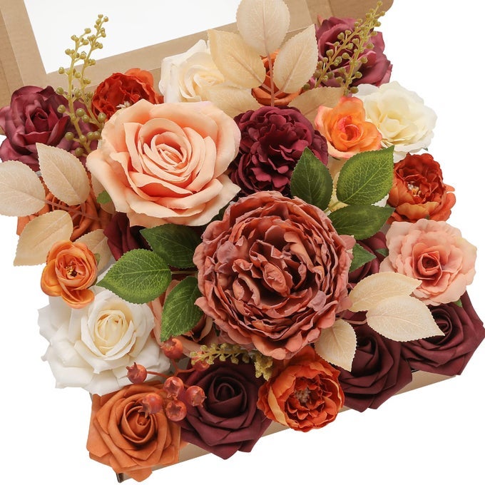 Artificial Orange Marigold Flowers Fall Fake Wedding Cake Flowers for DIY Bouquets Bridal Shower Centerpieces Floral Arrangements Decor