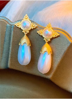 S925 White Gold-Plated Retro Palace Style Drop-Shaped Pearl Inlaid With Zircon Fashion Women's Earrings, Dinner Party Evening Dress Matching